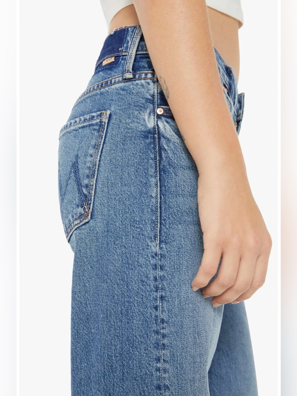 Mother Lil Dodger Sneak Wide Leg Jeans In Strike A Pose 29 - Picture 3 of 10